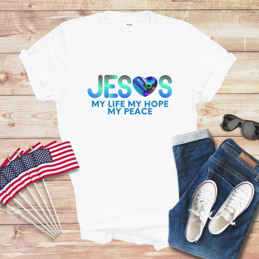 Jesus My Life My Hope My Peace 1 Unisex Softstyle T-Shirt