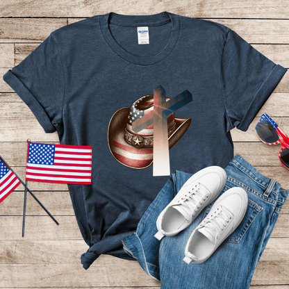 Patriot Cowboy Hat n Cross Unisex Softstyle T-Shirt