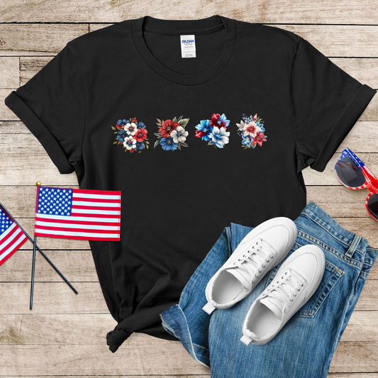 Patriotic Flowers 1 Unisex Softstyle T-Shirt