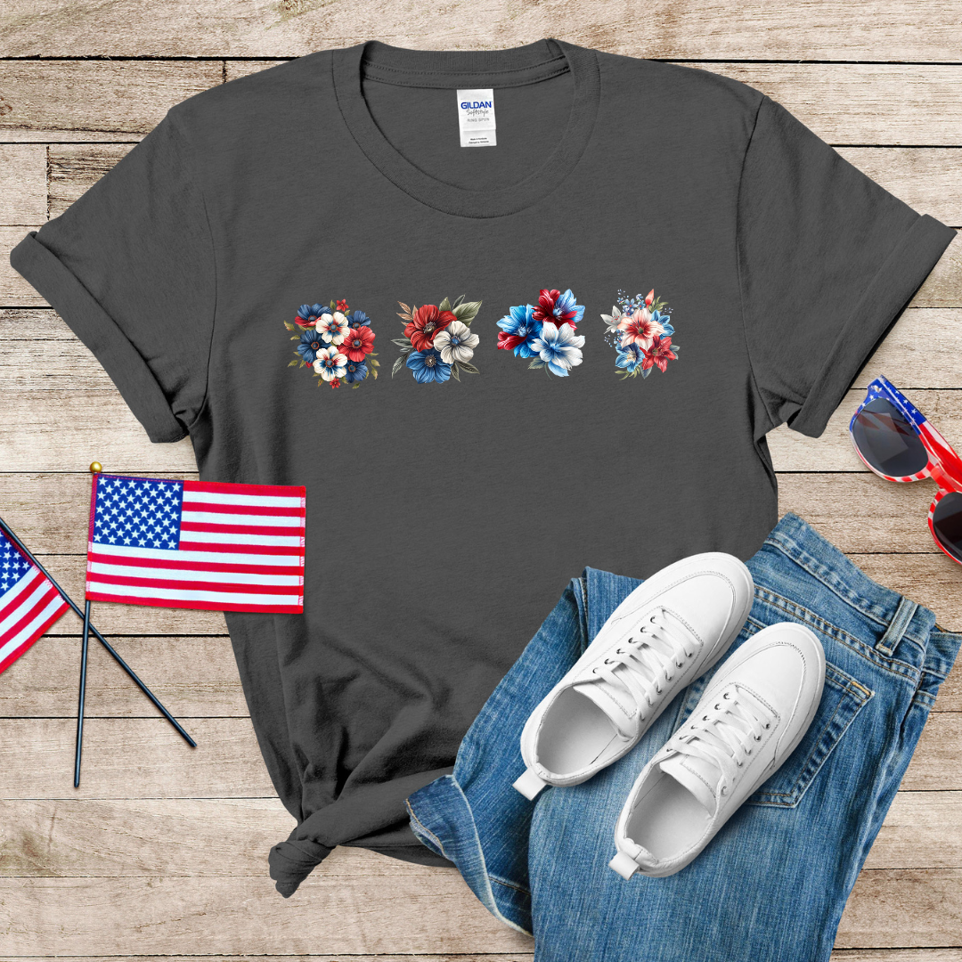 Patriotic Flowers 1 Unisex Softstyle T-Shirt