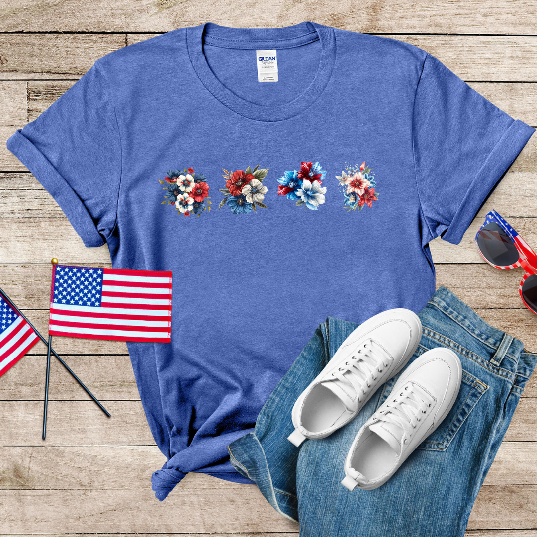 Patriotic Flowers 1 Unisex Softstyle T-Shirt