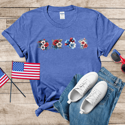 Patriotic Flowers 1 Unisex Softstyle T-Shirt