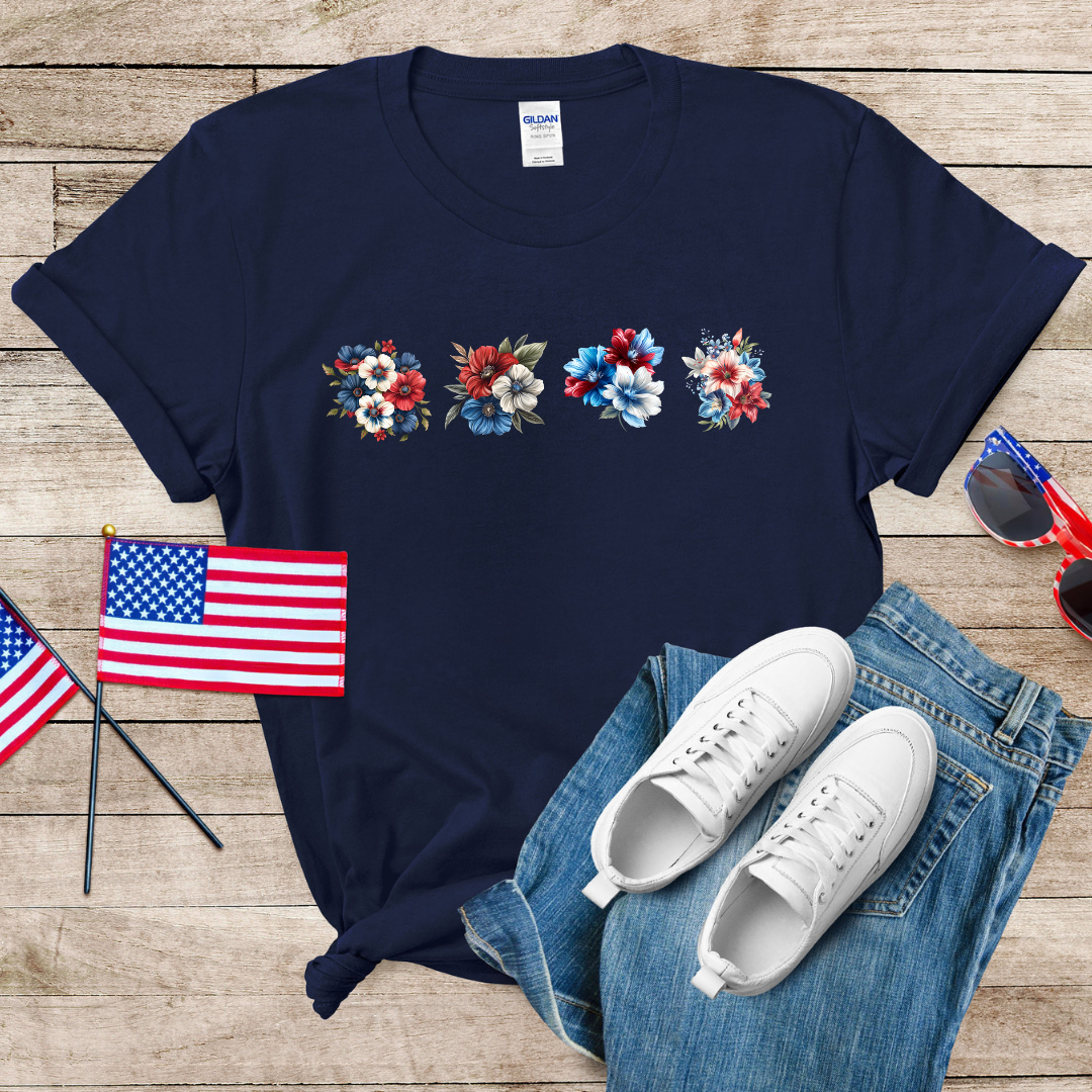 Patriotic Flowers 1 Unisex Softstyle T-Shirt