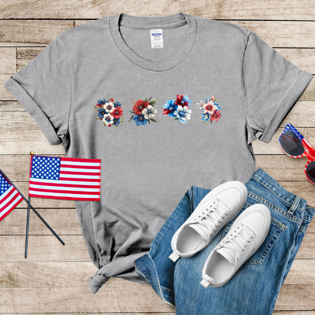 Patriotic Flowers 1 Unisex Softstyle T-Shirt