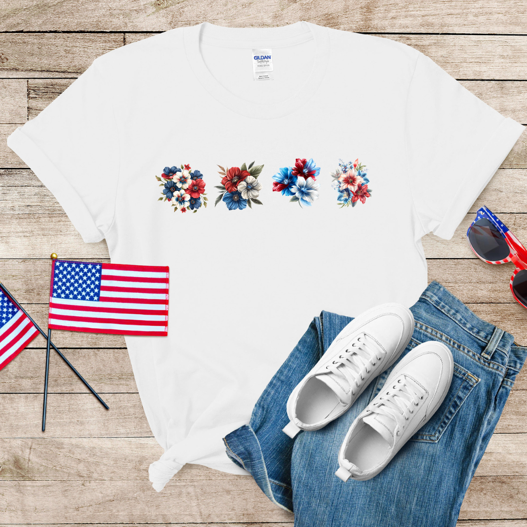 Patriotic Flowers 1 Unisex Softstyle T-Shirt