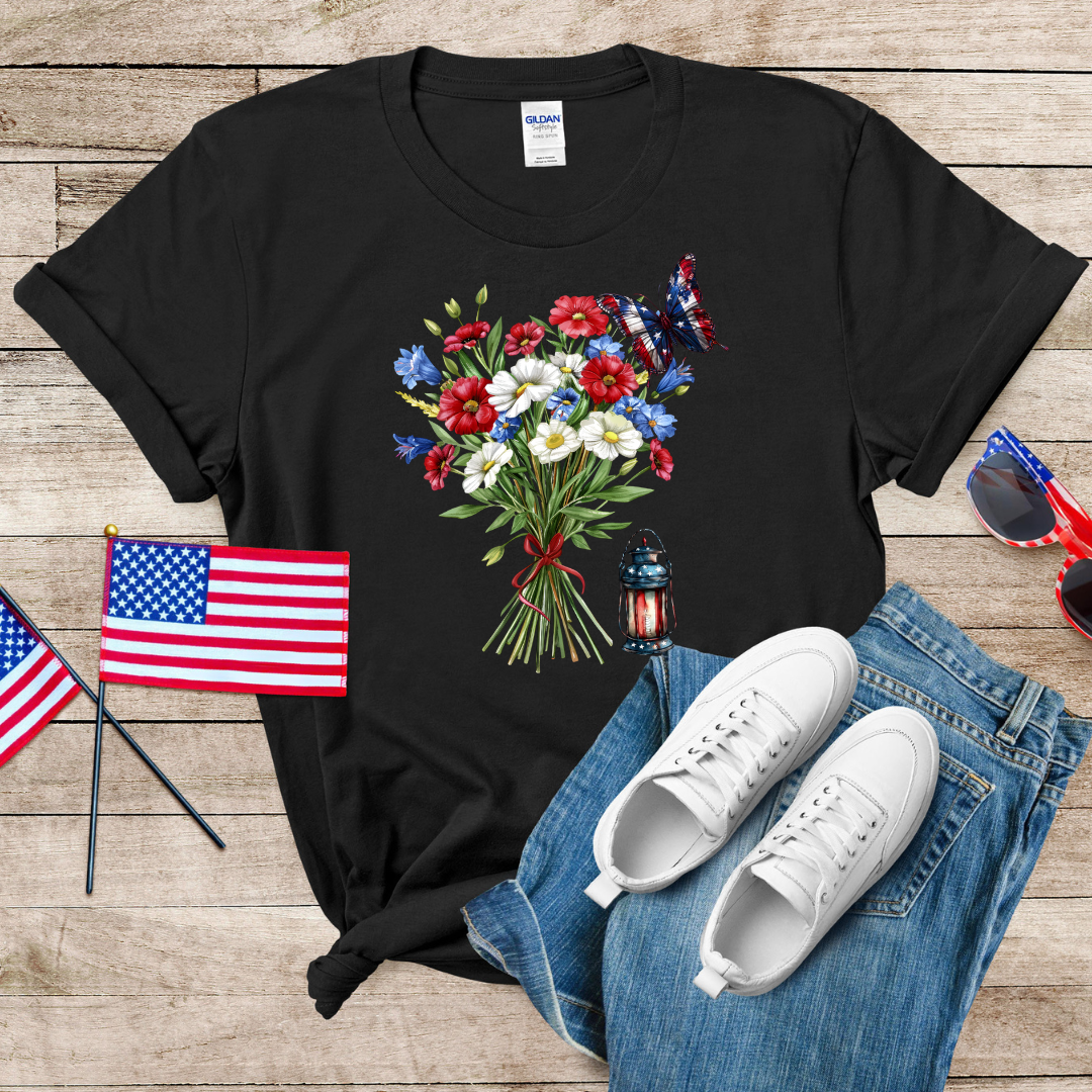 Bunch of Patriotic Flowers Unisex Softstyle T-Shirt