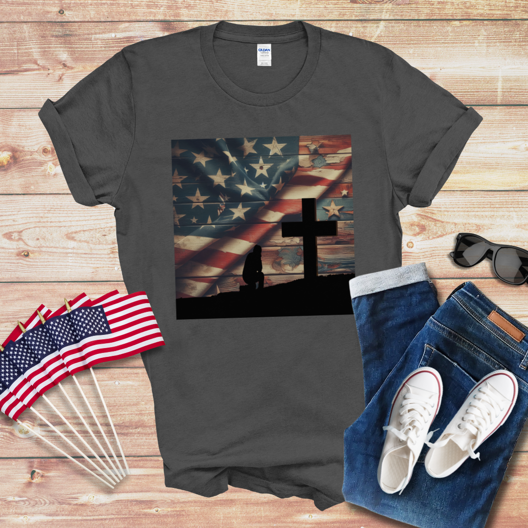 America - Kneeling at the Cross Unisex Softstyle T-Shirt