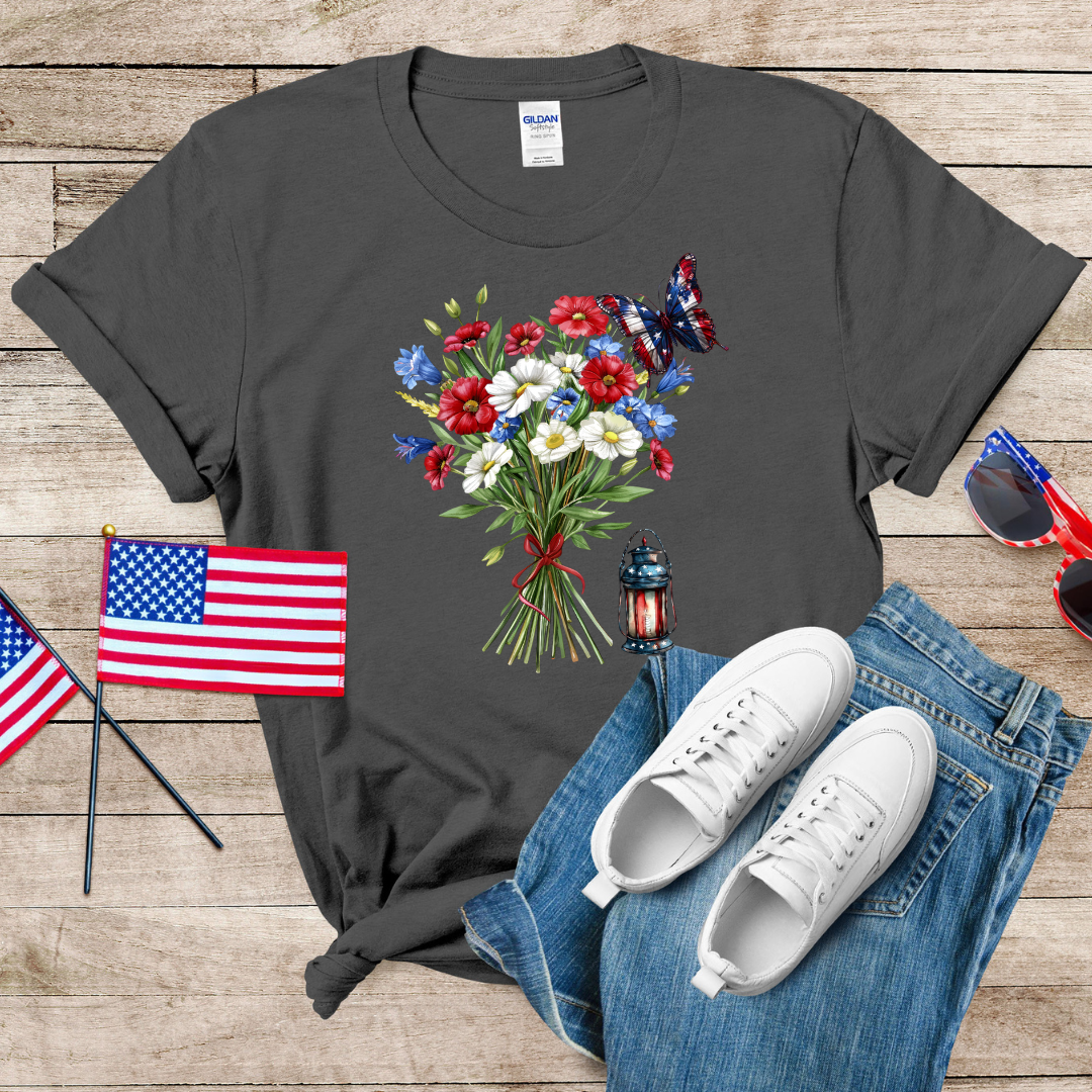 Bunch of Patriotic Flowers Unisex Softstyle T-Shirt