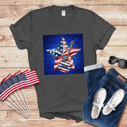 Patriotic Guitar and Star Unisex Softstyle T-Shirt