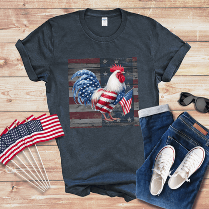 Patriotic Chicken w/Flag Unisex Softstyle T-Shirt