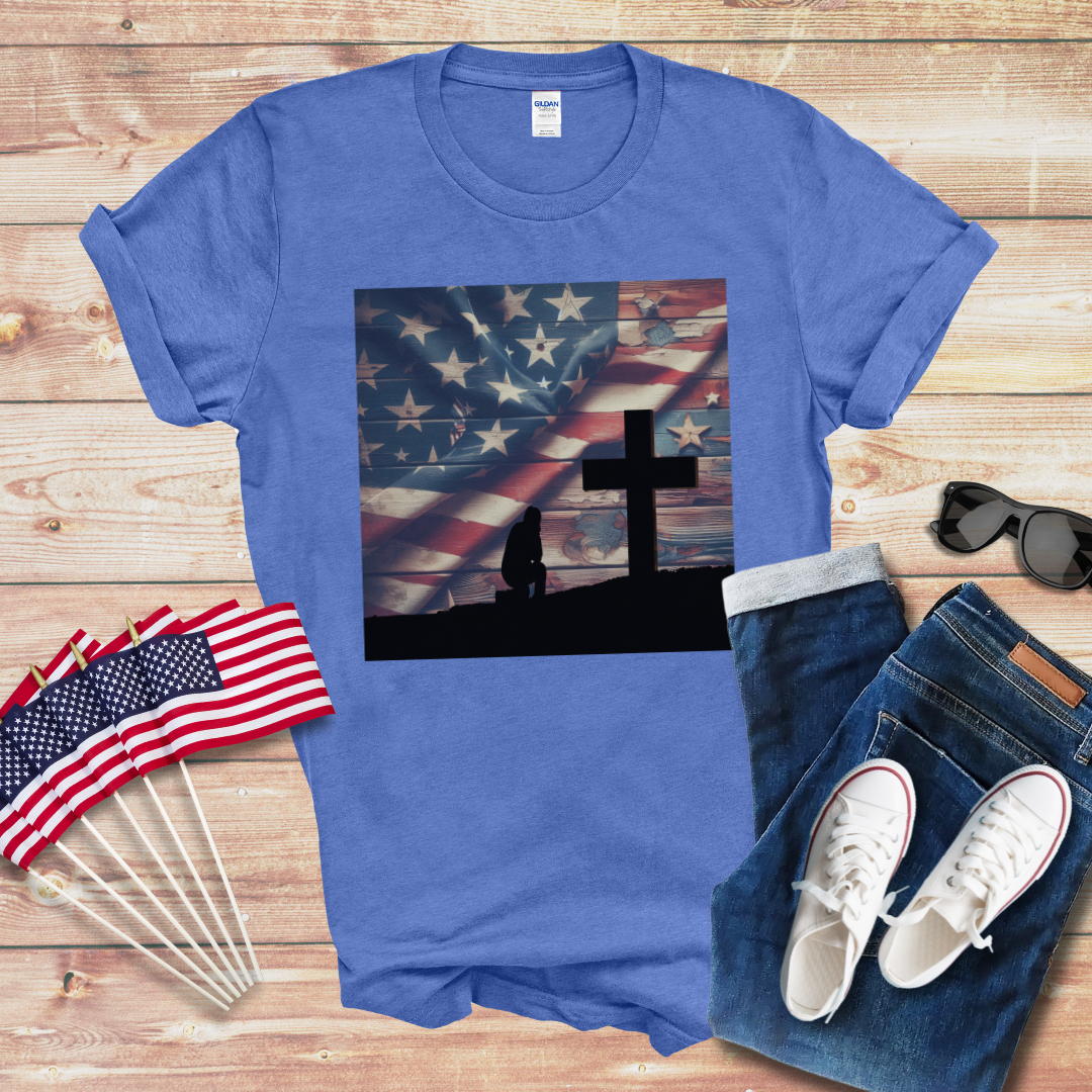 America - Kneeling at the Cross Unisex Softstyle T-Shirt