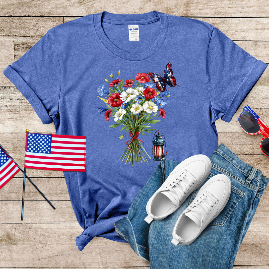 Bunch of Patriotic Flowers Unisex Softstyle T-Shirt