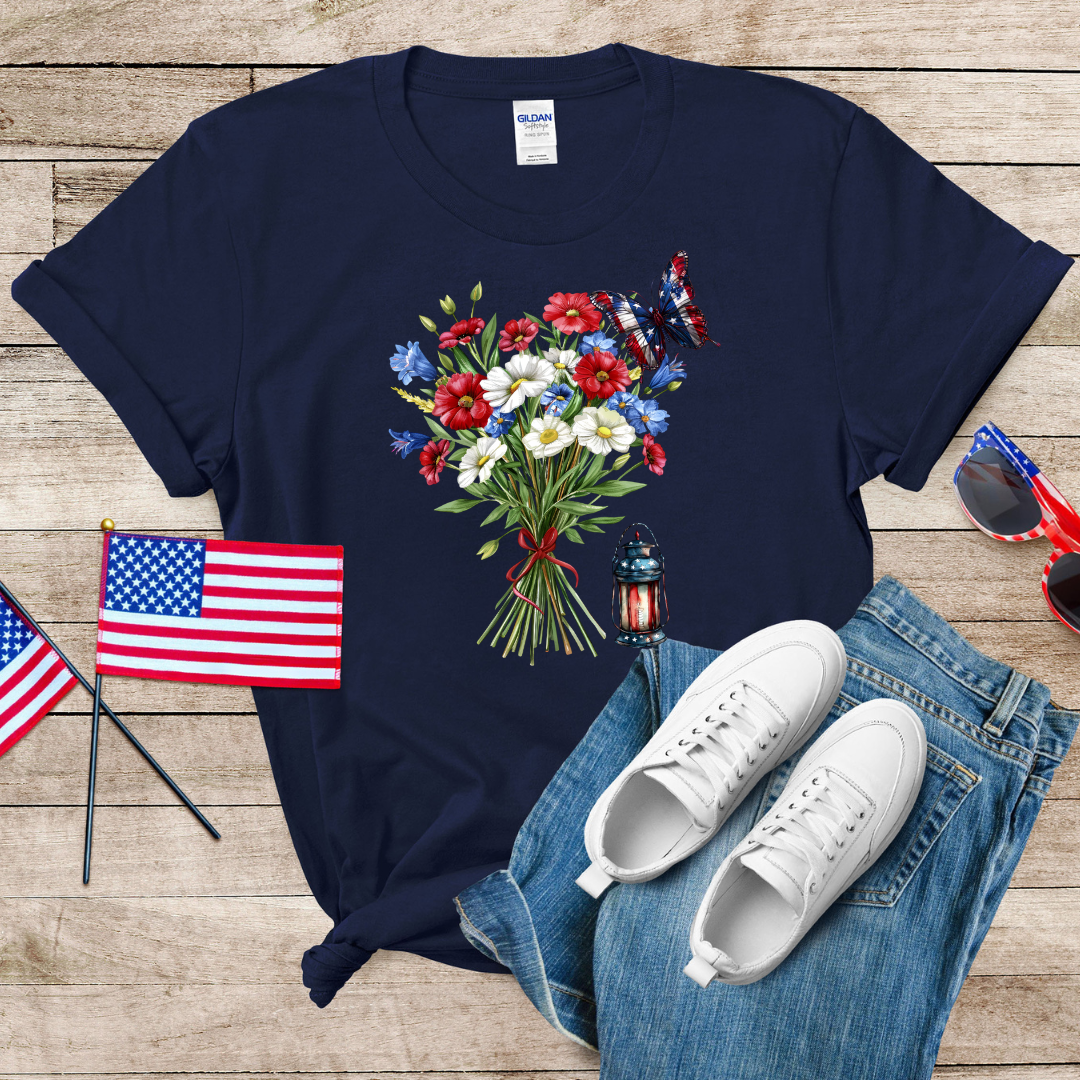 Bunch of Patriotic Flowers Unisex Softstyle T-Shirt