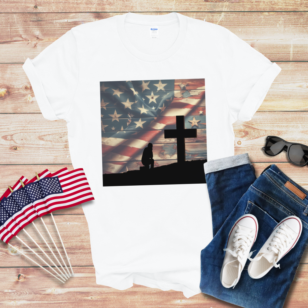 America - Kneeling at the Cross Unisex Softstyle T-Shirt