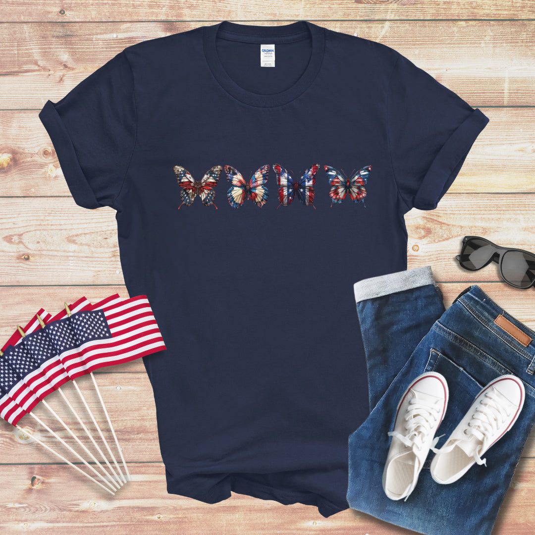 Patriotic Butterflies Unisex Softstyle T-Shirt