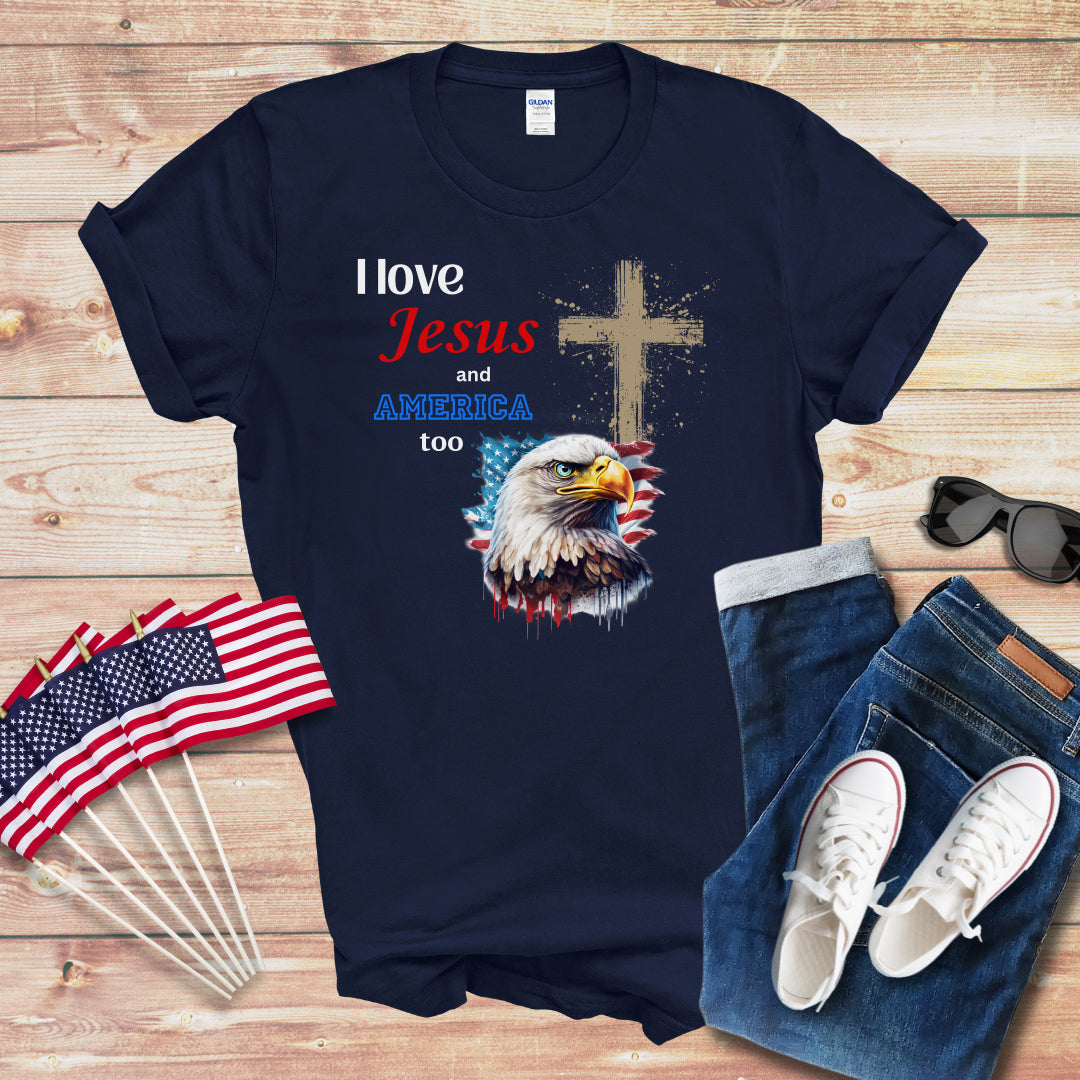 I Love Jesus and America Unisex Softstyle T-Shirt