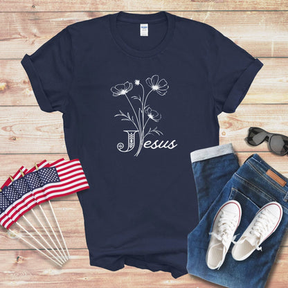 Jesus and Flowers 1 Unisex Softstyle T-Shirt