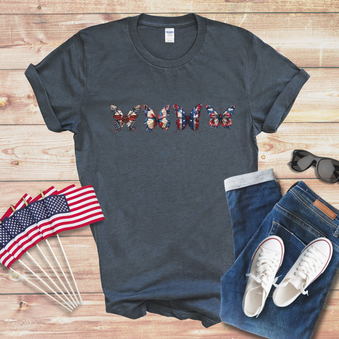 Patriotic Butterflies Unisex Softstyle T-Shirt