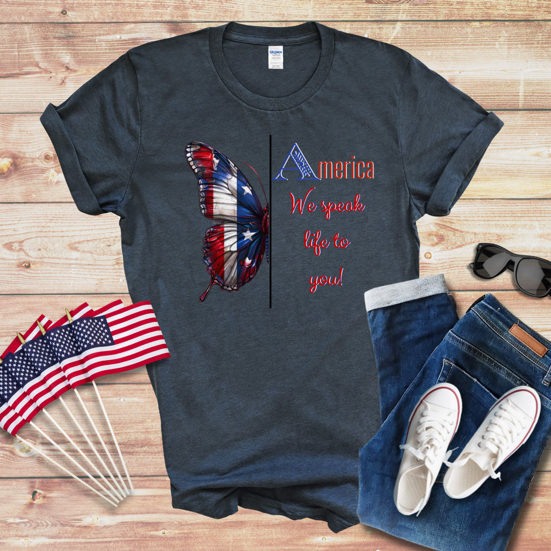 America We Speak Life to You Unisex Softstyle T-Shirt