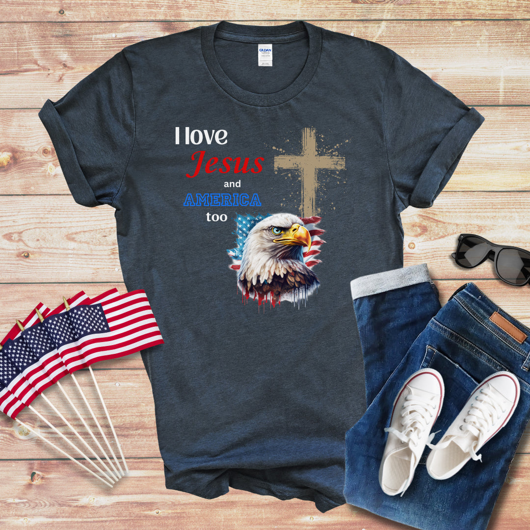 I Love Jesus and America Unisex Softstyle T-Shirt