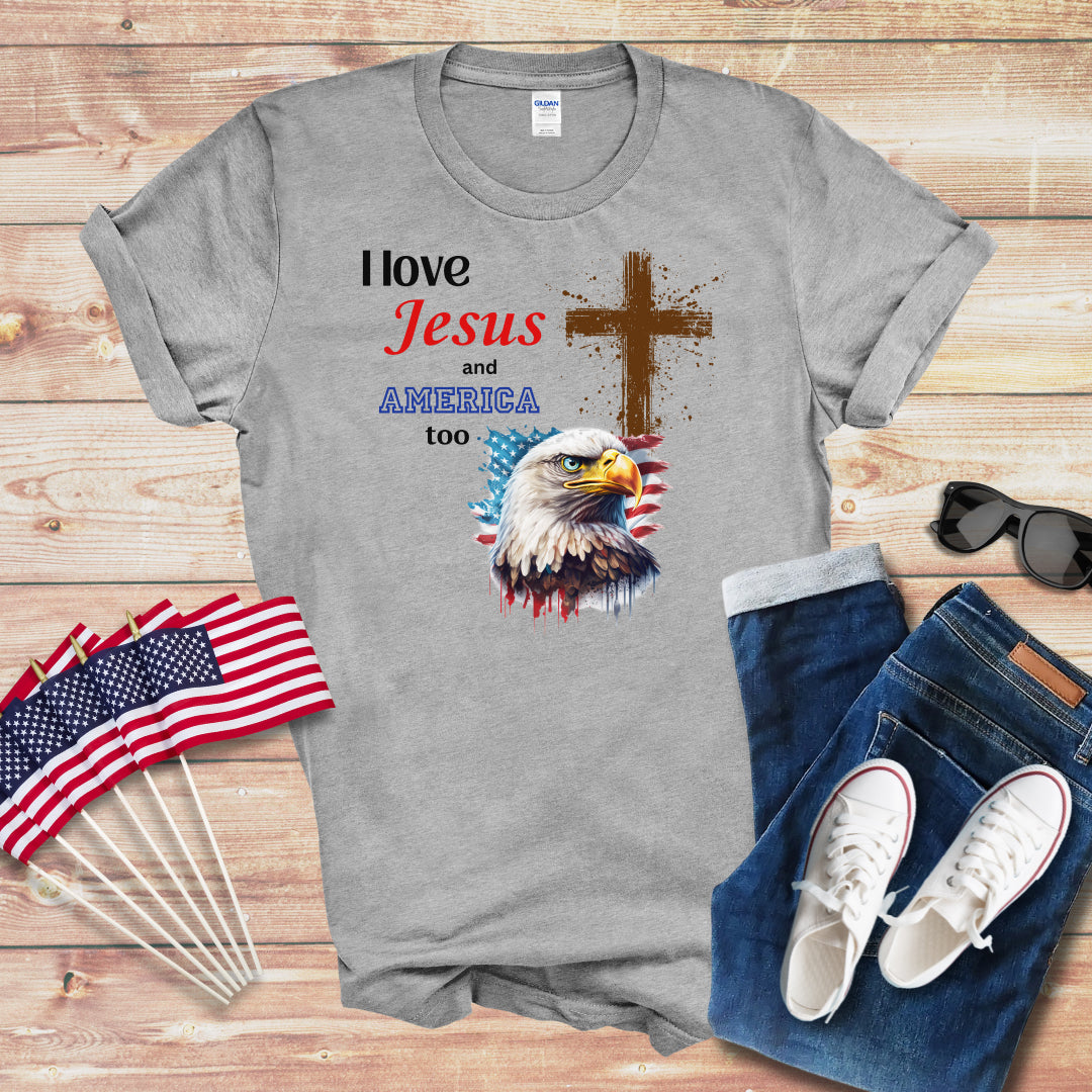 I Love Jesus and America Unisex Softstyle T-Shirt