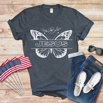 Jesus and Butterfly 1 Unisex Softstyle T-Shirt