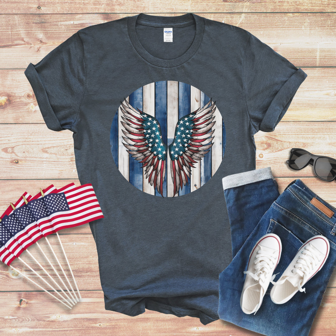 Patriotic Angels Wings Unisex Softstyle T-Shirt