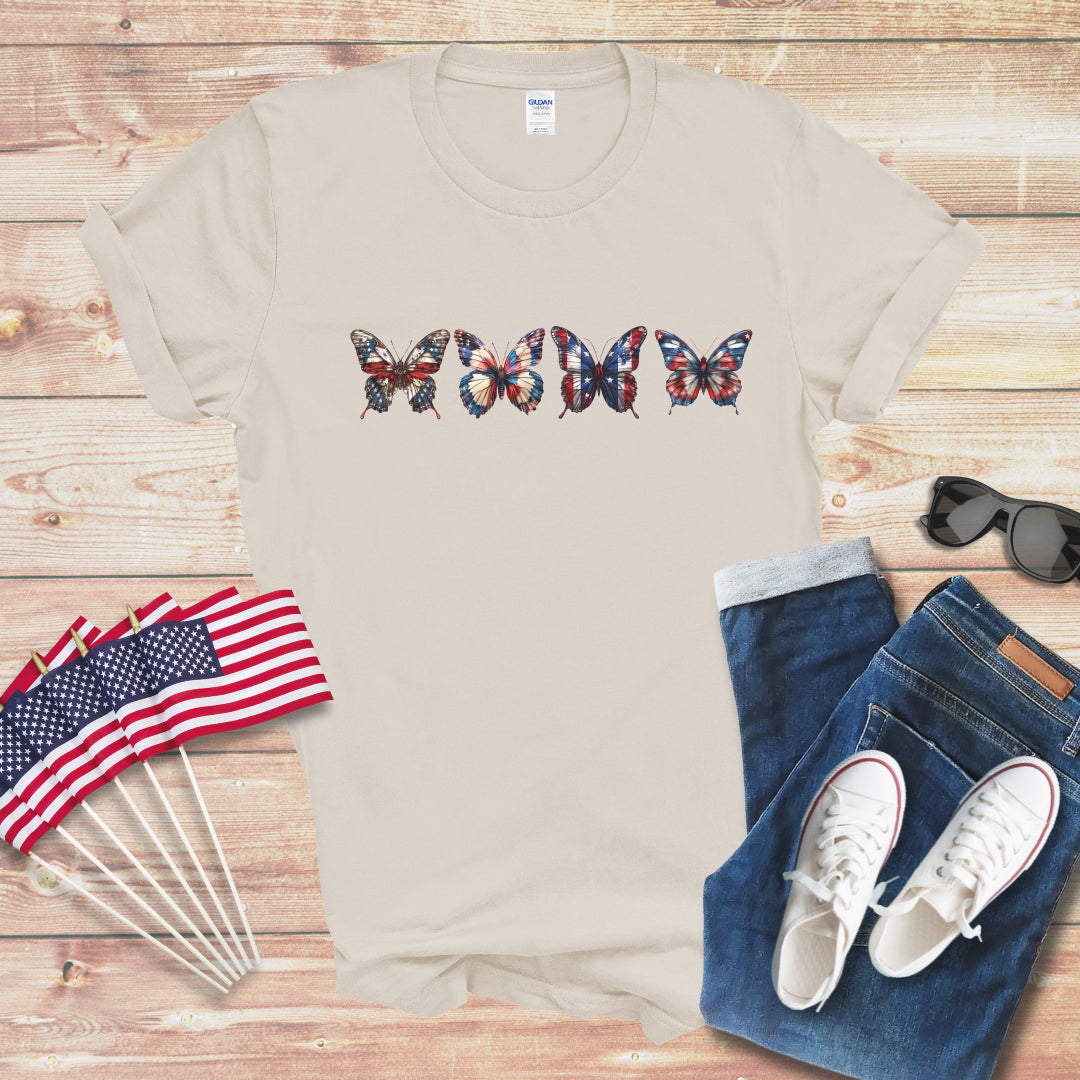 Patriotic Butterflies Unisex Softstyle T-Shirt