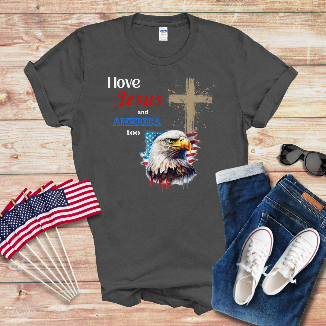 I Love Jesus and America Unisex Softstyle T-Shirt