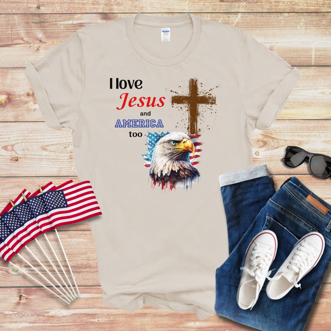 I Love Jesus and America Unisex Softstyle T-Shirt