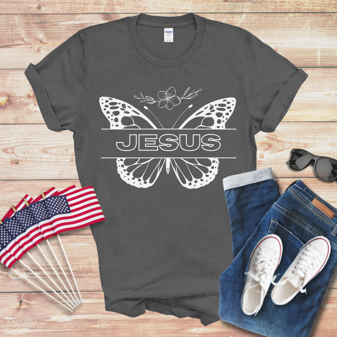 Jesus and Butterfly 1 Unisex Softstyle T-Shirt