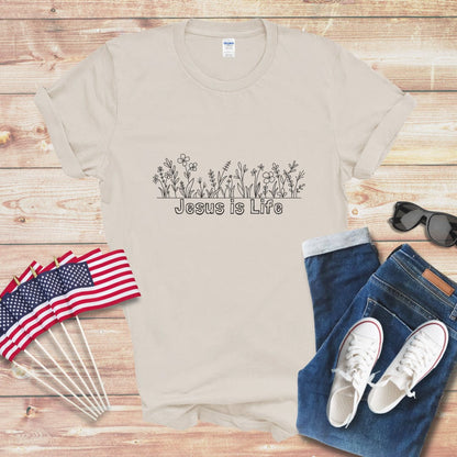 Jesus and Flowers 3 Unisex Softstyle T-Shirt