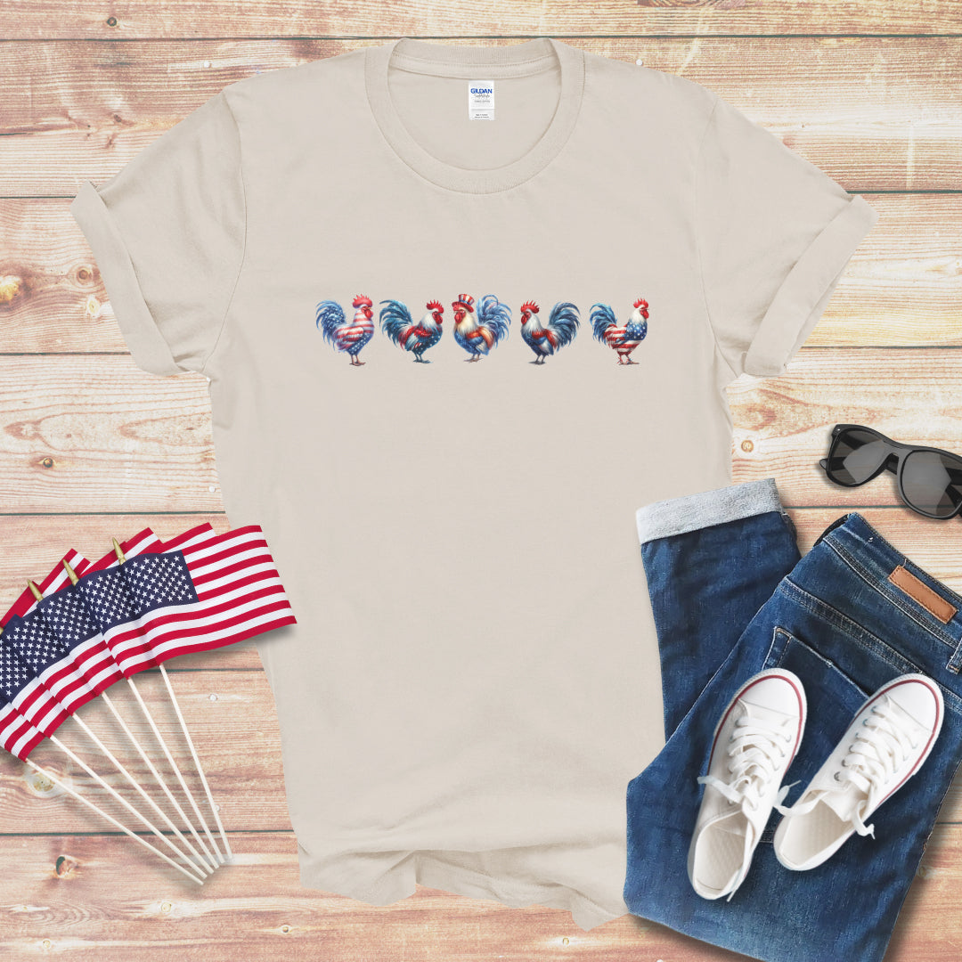 Patriotic Roosters Unisex Softstyle T-Shirt