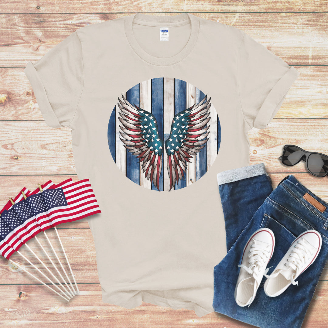 Patriotic Angels Wings Unisex Softstyle T-Shirt