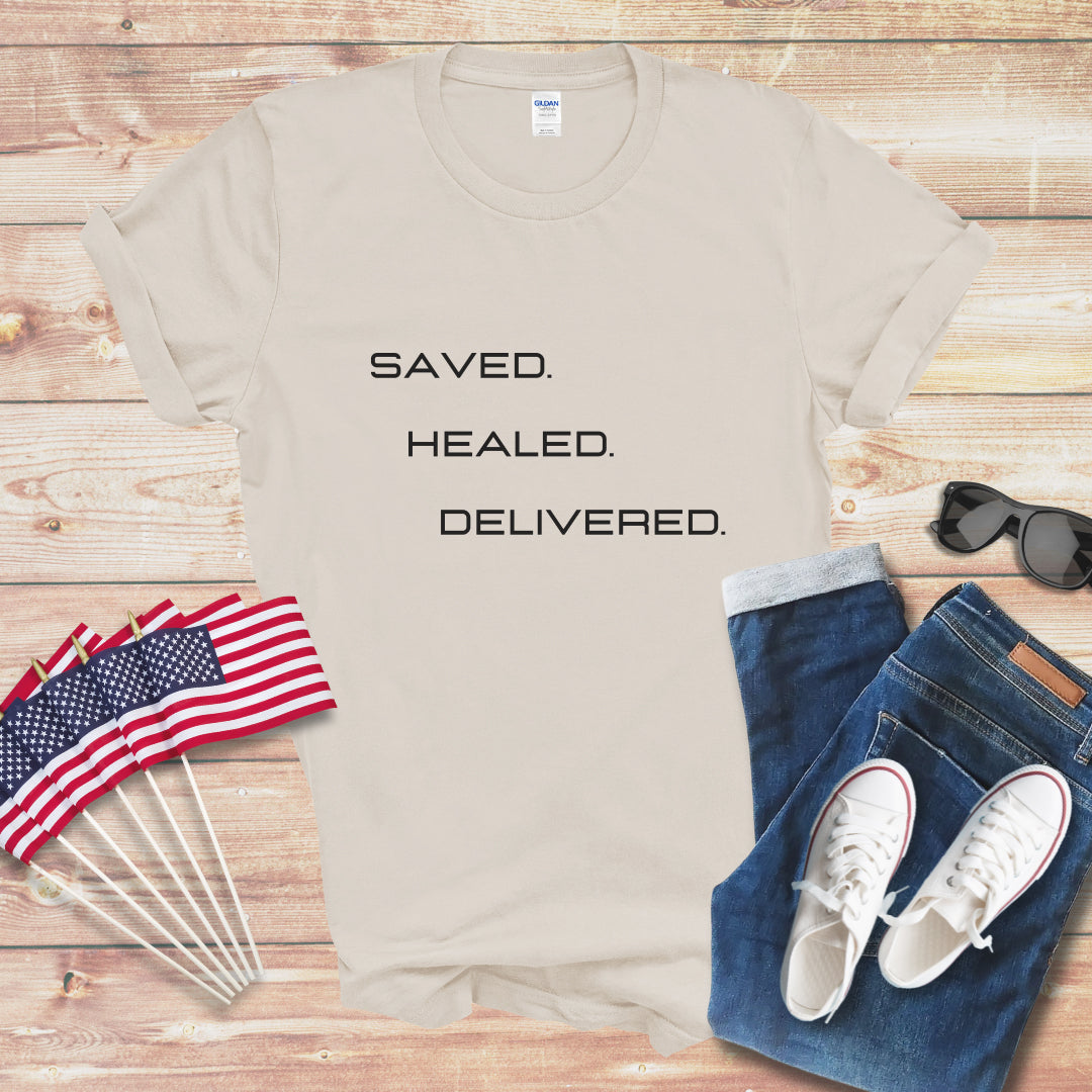 Saved Healed Delivered Unisex Softstyle T-Shirt