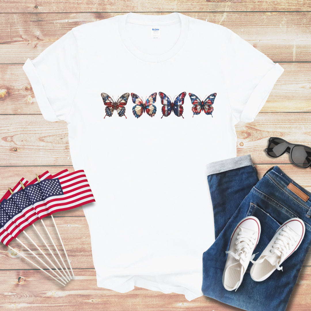 Patriotic Butterflies Unisex Softstyle T-Shirt