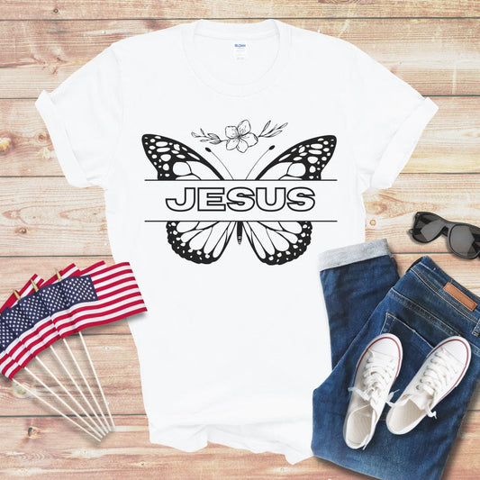Jesus and Butterfly 1 Unisex Softstyle T-Shirt