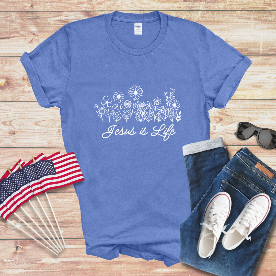 Jesus and Flowers 2 Unisex Softstyle T-Shirt