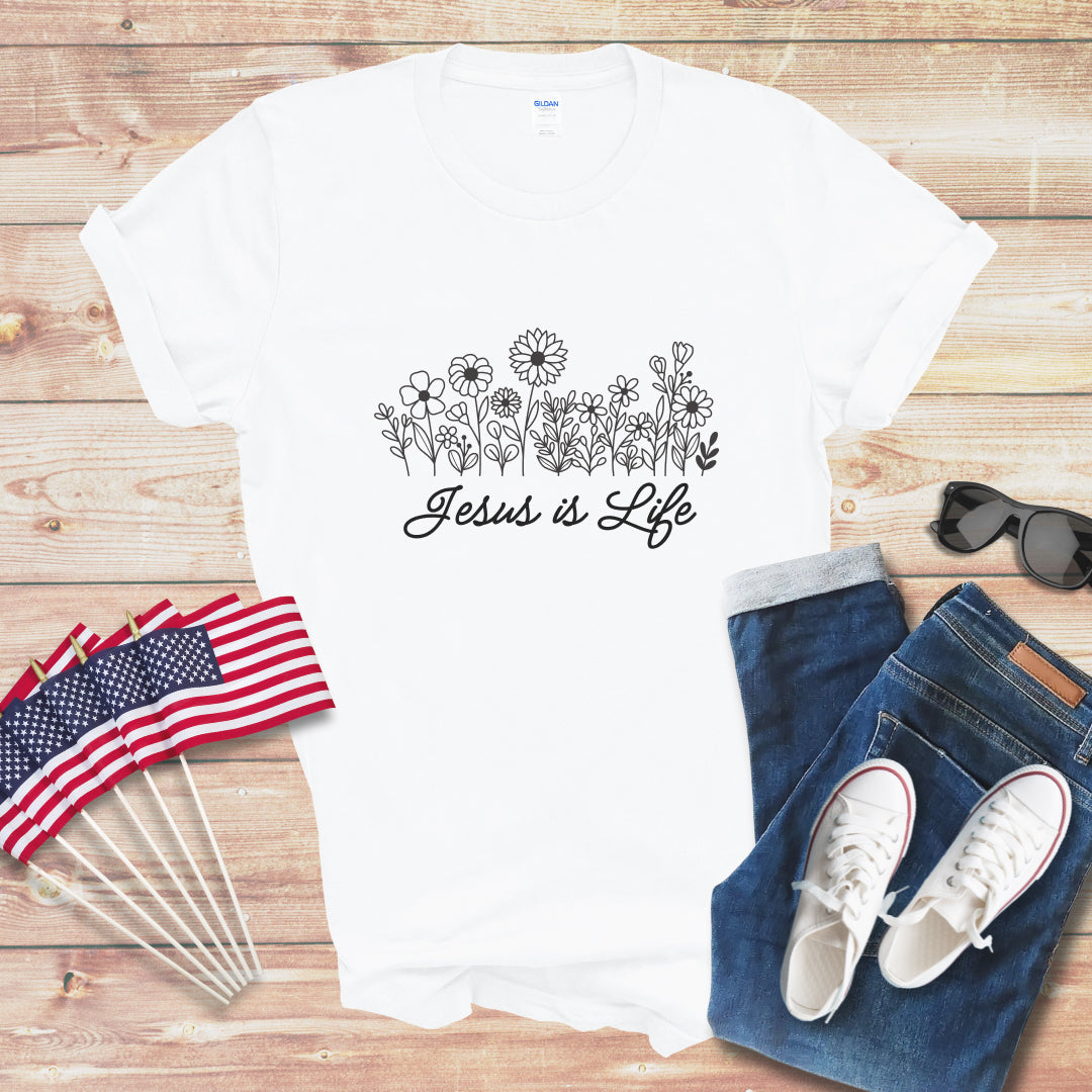 Jesus and Flowers 2 Unisex Softstyle T-Shirt