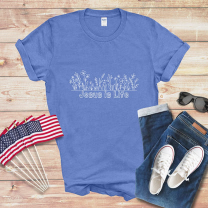 Jesus and Flowers 3 Unisex Softstyle T-Shirt