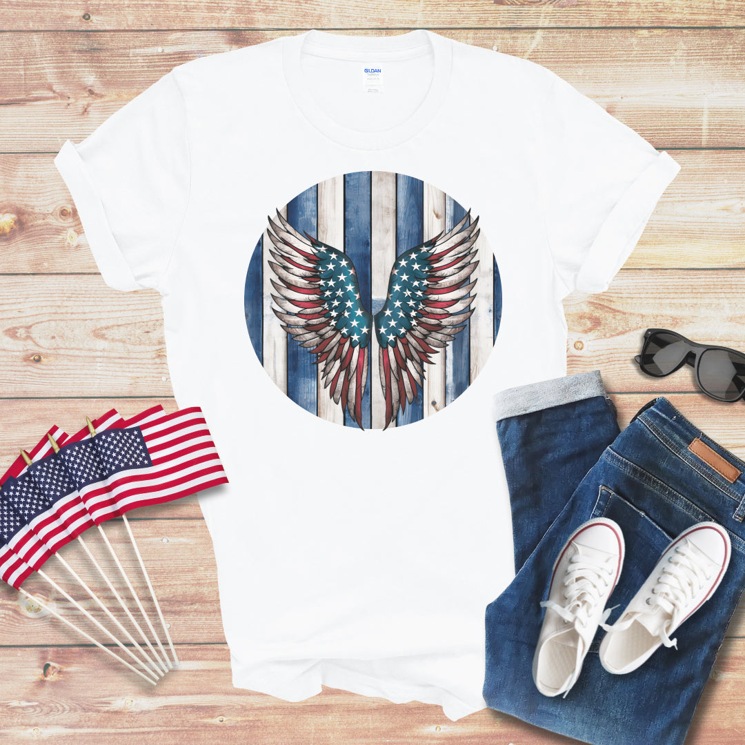 Patriotic Angels Wings Unisex Softstyle T-Shirt