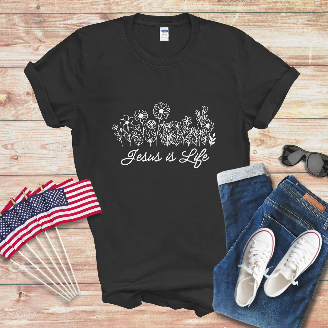 Jesus and Flowers 2 Unisex Softstyle T-Shirt