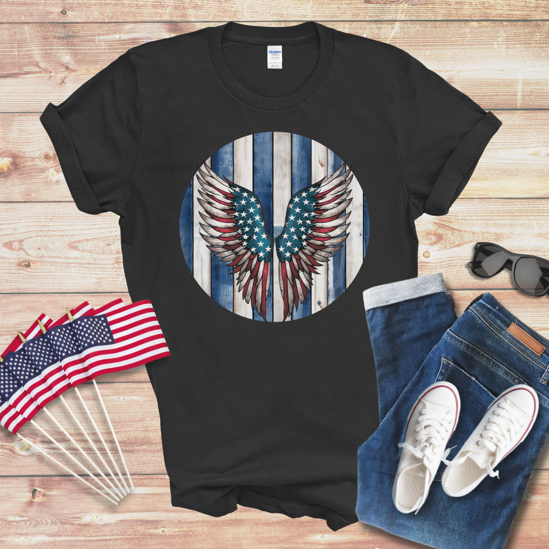 Patriotic Angels Wings Unisex Softstyle T-Shirt